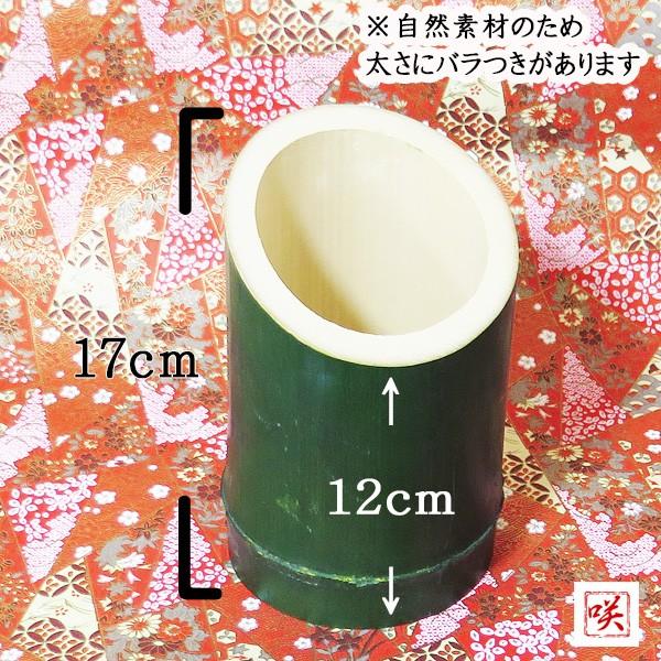 本物竹 花瓶 花入れ 筒形花器 縦斜め切り /緑竹 : ビーズフラワーの