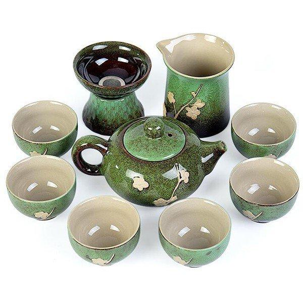 お得 送料無料 茶器セット ティーセット 湯のみ六つ 茶壺 茶道 茶道具 お茶 陶芸 プレゼント 家用 招待 10点 Wantannas Go Id