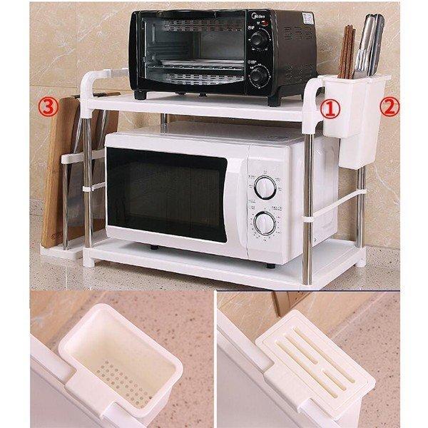 送料無料 電子レンジ台 オーブン台 キッチン収納 おしゃれ 炊飯器 幅58cm 炭素鋼 キッチンラック 箸入れ 包丁立て 調味料収納(19010229)|saitostore|02