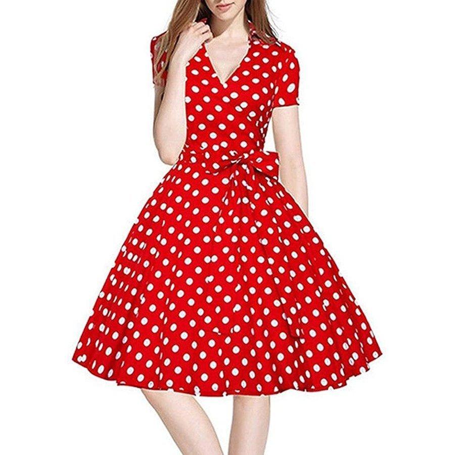 日本未入荷 レトロ 復古風 80年代 レディース スイング 波点 S Aライン ヴィテージ 水玉柄プリントロカビリー ワンピース その他ボトムス パンツ サイズ L Www We Job Com