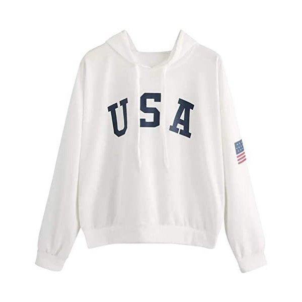 人気top カップル アメリカ国旗柄 Usa字母 フード付き パーカー レディース カットソー 人気 薄着 トレ S 長袖 オシャレ 可愛い その他トップス サイズ M Www We Job Com
