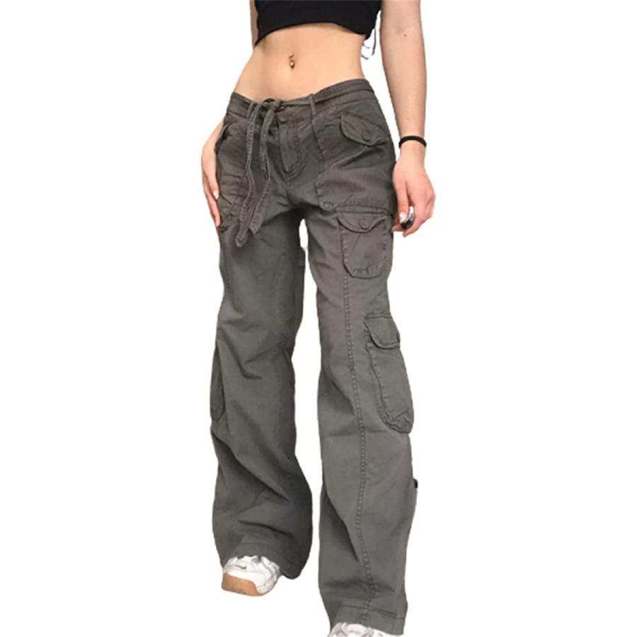 ポケット付きレディースレトロカーゴジーンズゴシックハラジュクエステ