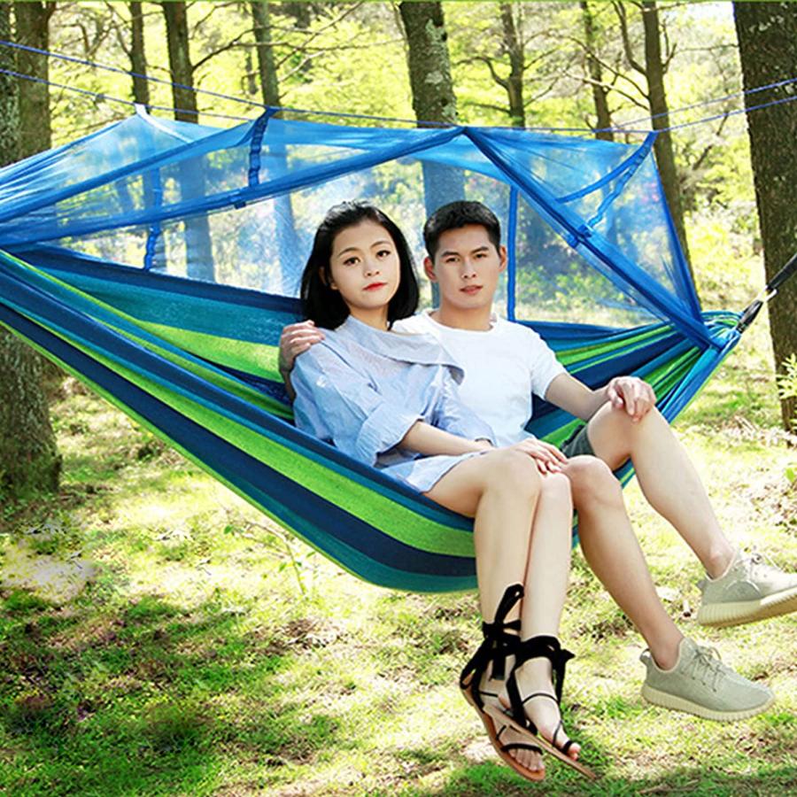 ハンモック 蚊帳付き 230x150cm キャンプ用ハンモック 旅行 ビーチ