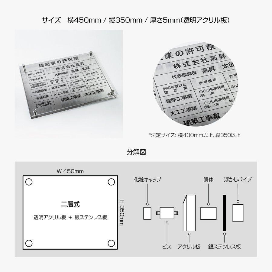 ★新商品★賃貸住宅管理業者登録票　横：450mm×縦：350mm　選べる書体　お洒落な二層式許可票［gs-pl-pdzz-t-sil］