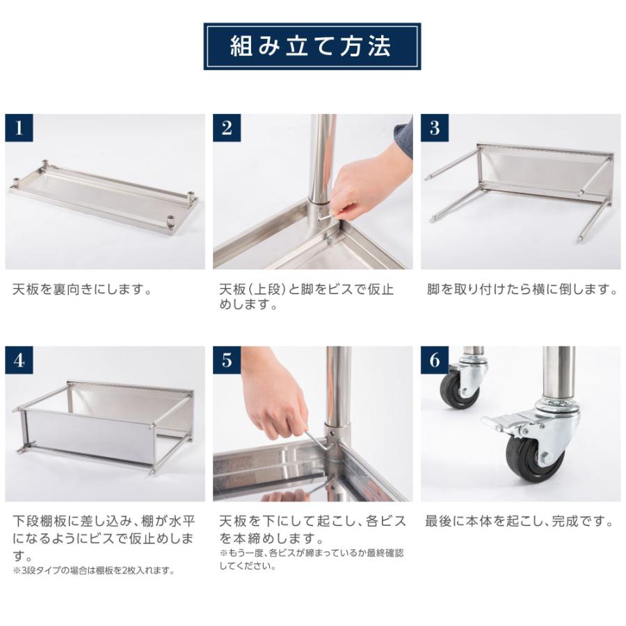 日本製造 ステンレス製 コンロ台 キャスター付き 業務用 奥600×高さ650mm 置棚 作業台棚 ステンレス棚 カウンターラック キッチンラック 二段棚 kot2ca650 爆買の画像