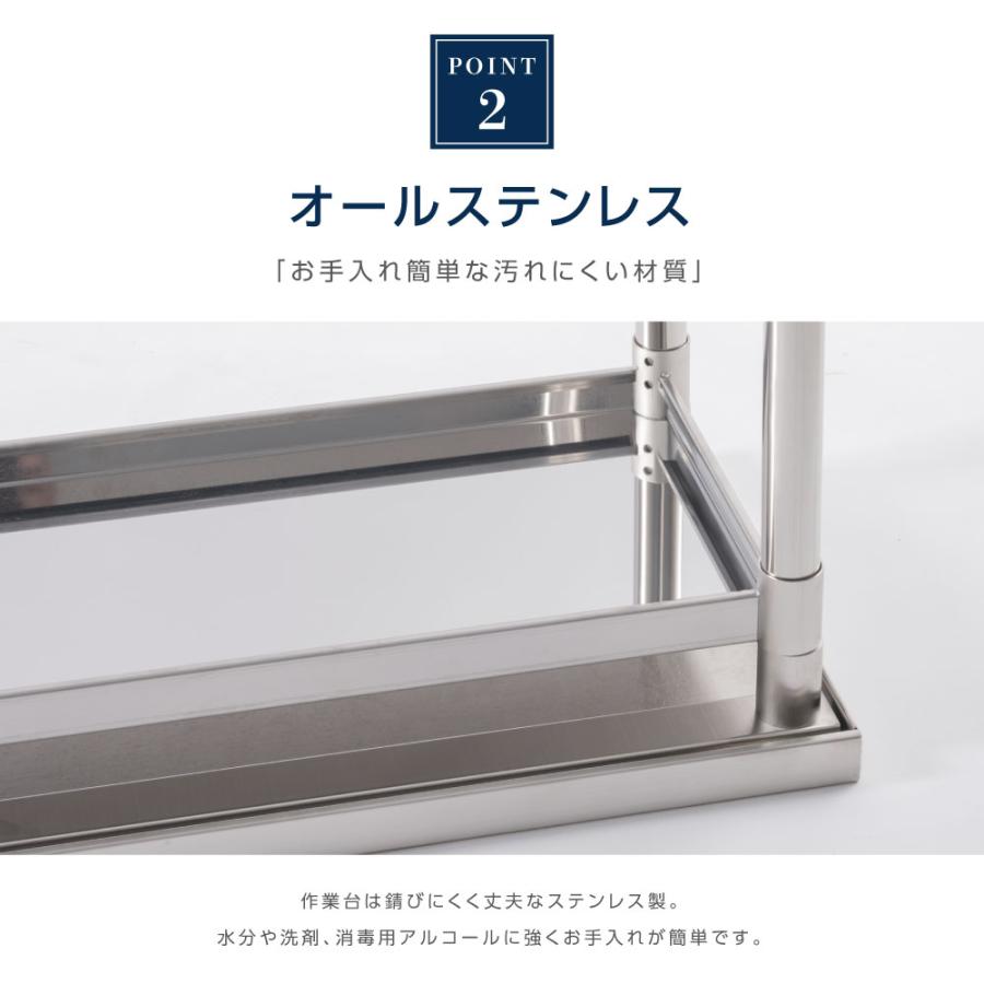 日本製造 ステンレス製 コンロ台 キャスター付き 業務用 奥600×高さ650mm 置棚 作業台棚 ステンレス棚 カウンターラック キッチンラック 二段棚 kot2ca650 爆買の画像