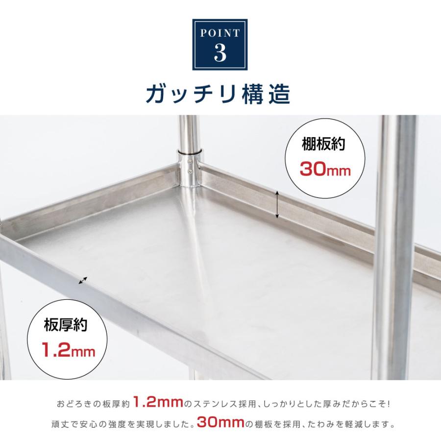 日本製造 ステンレス製 コンロ台 キャスター付き 業務用 奥600×高さ650mm 置棚 作業台棚 ステンレス棚 カウンターラック キッチンラック 二段棚 kot2ca650 爆買の画像