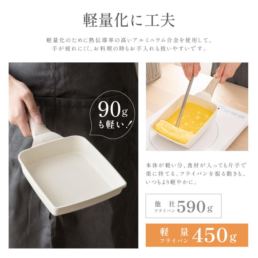 卵焼き フライパン たまご焼き器 16x19cm IH〜ガス火対応 卵焼き器 お弁当用卵焼き器 マーブルコート 角玉子焼 キッチン用品  調理器具 手入れ簡単｜saitou11-store｜08