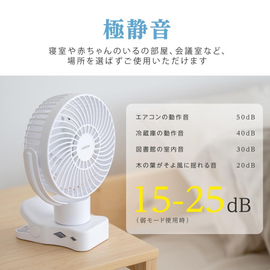 扇風機 卓上扇風機 300円OFF 720°首振り DC クリップ式 壁掛け アロマ対応 スタンド式 USB充電 静音 大風量 風量4段階 小型 LED照明 リモコン付き タイマー機能｜saitou11-store｜08