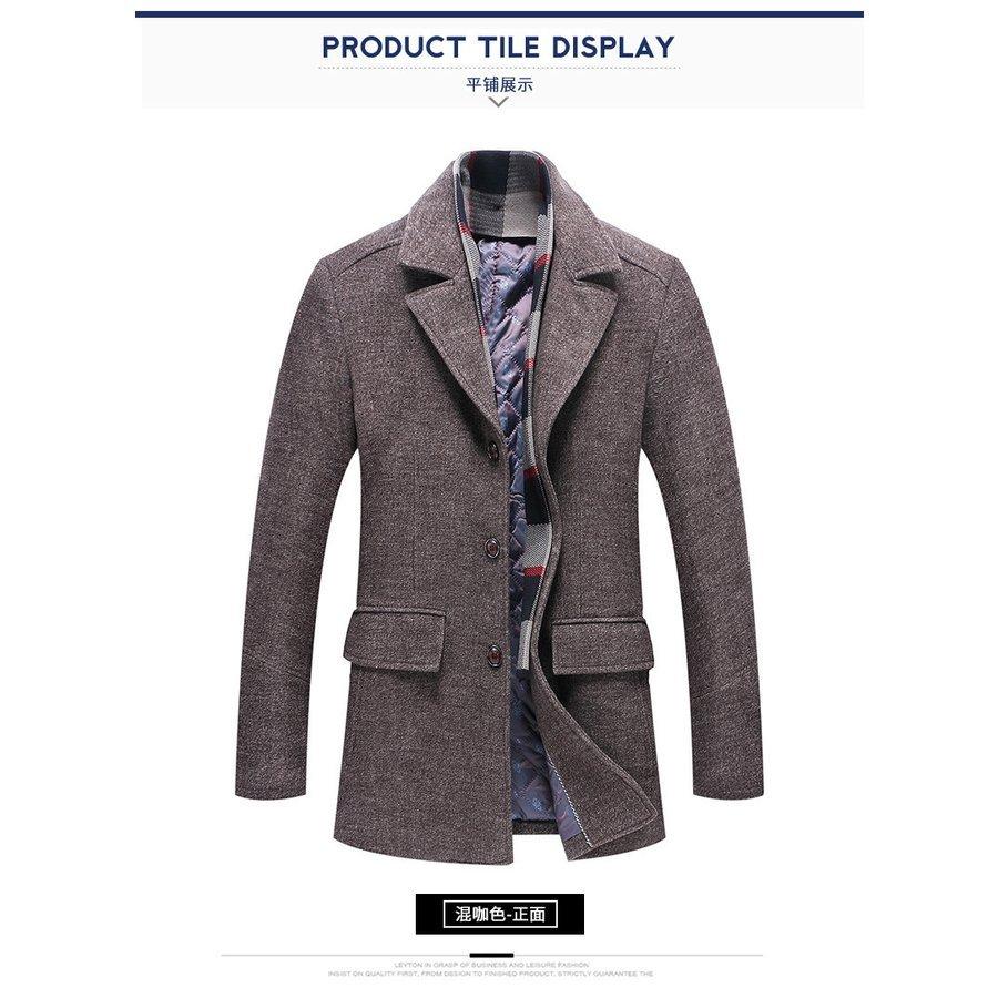 希少 黒入荷 細身 厚手 紳士服 メルトン アウター 秋冬 チェスターコート ステンカラーコート メンズ ビジネスコート マフラー付 ウールコート 大きいサイズ メンズコート 着脱式マフラー 通勤コート 敬老の日 防風 おしゃれ 通勤 細身 コート アウター Www