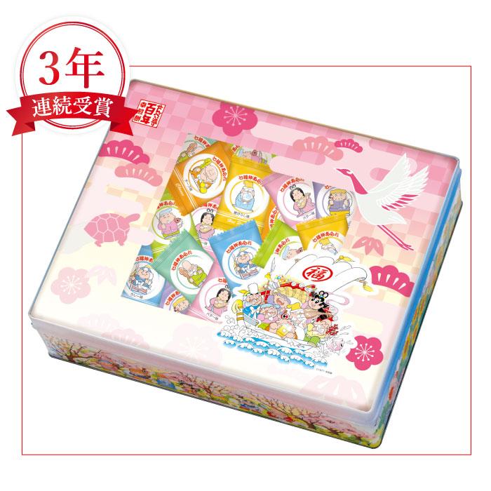 七福神あられ[化粧缶入・7種・中サイズ・新AC-2] : せんべい造り百年