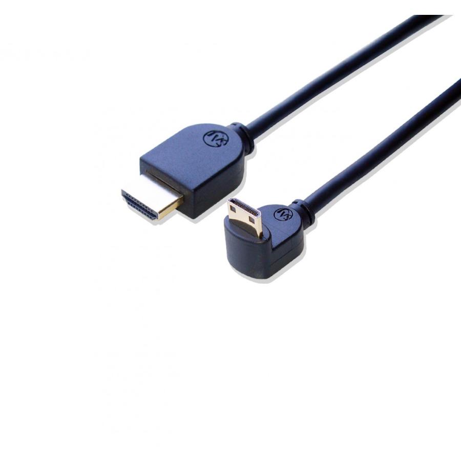 HDMI ミニHDMI 変換ケーブル 片方L型（下向き） 2m Ver1.4 イーサネット、3D、4KX2K解像度、フルHD対応｜saj-directstore