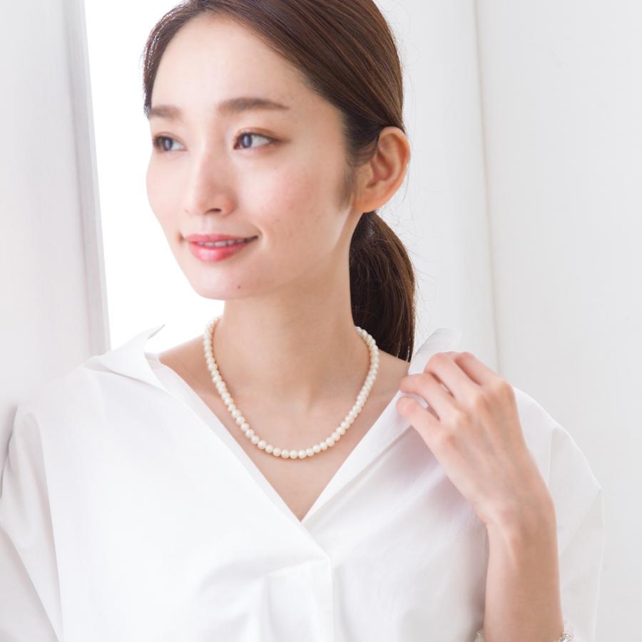 パール ネックレス ショート 40cm 真珠 淡水パール ホワイト |  | 01