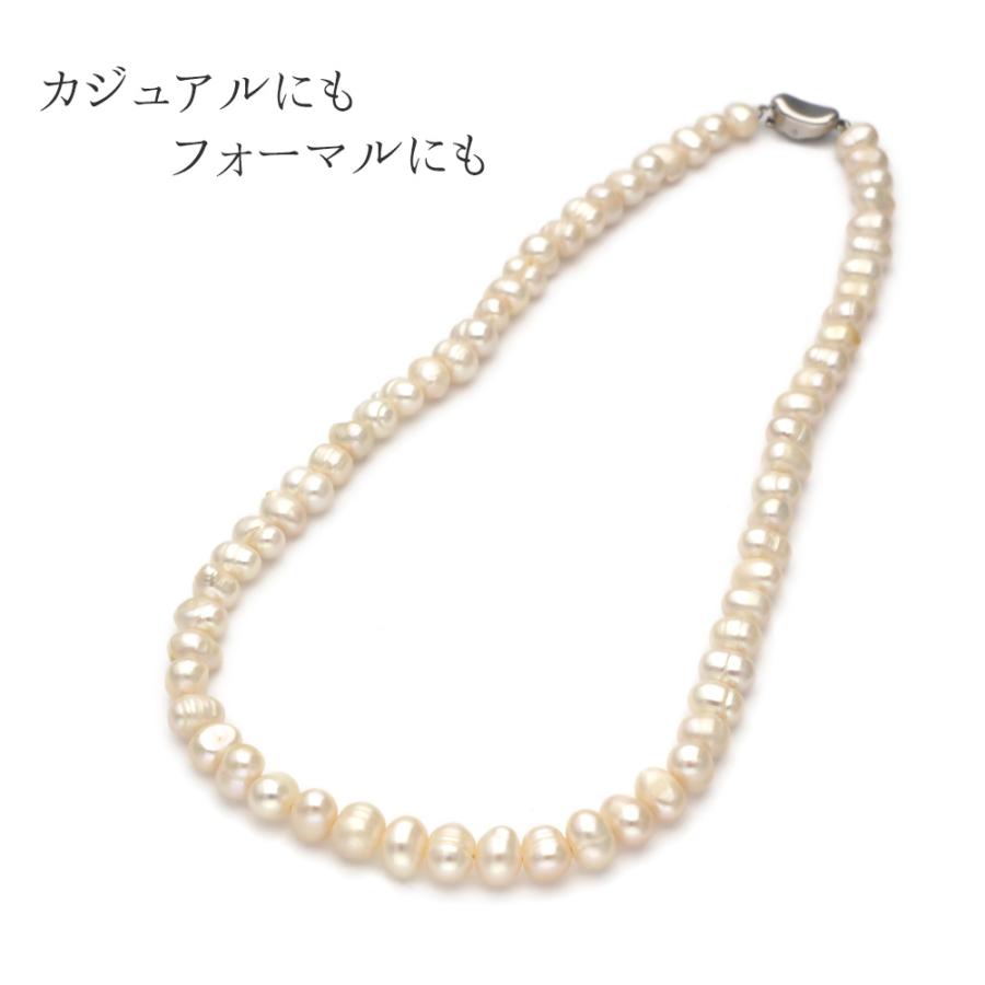 パール ネックレス ショート 40cm 真珠 淡水パール ホワイト |  | 03