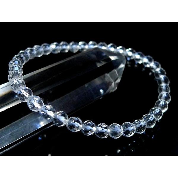 64面カット 水晶 ブレスレット 4mm パワーストーン ブレスレット レディース メンズ 天然石 数珠|saj|02