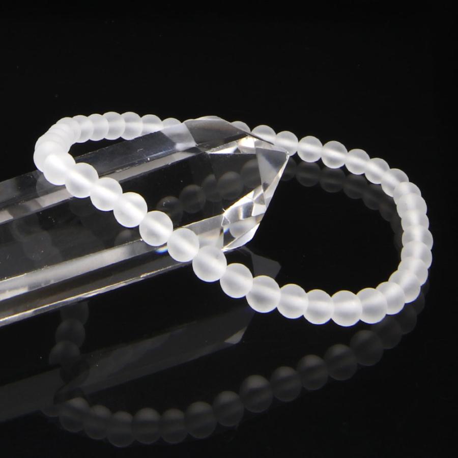 フロスト水晶 ブレスレット 4mm パワーストーン メンズ レディース