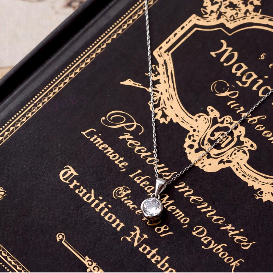 ネックレス レディース シルバー925 ペンダント 一粒 cz シンプル 金属アレルギー対応 ジュエリー アクセサリーの画像