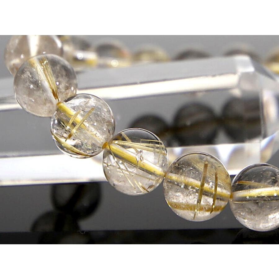 ゴールドルチルクォーツ　10mm 天然石　ブレスレット ゴールドルチルクォーツ - 10mm玉、サイズ17cm | 天然石