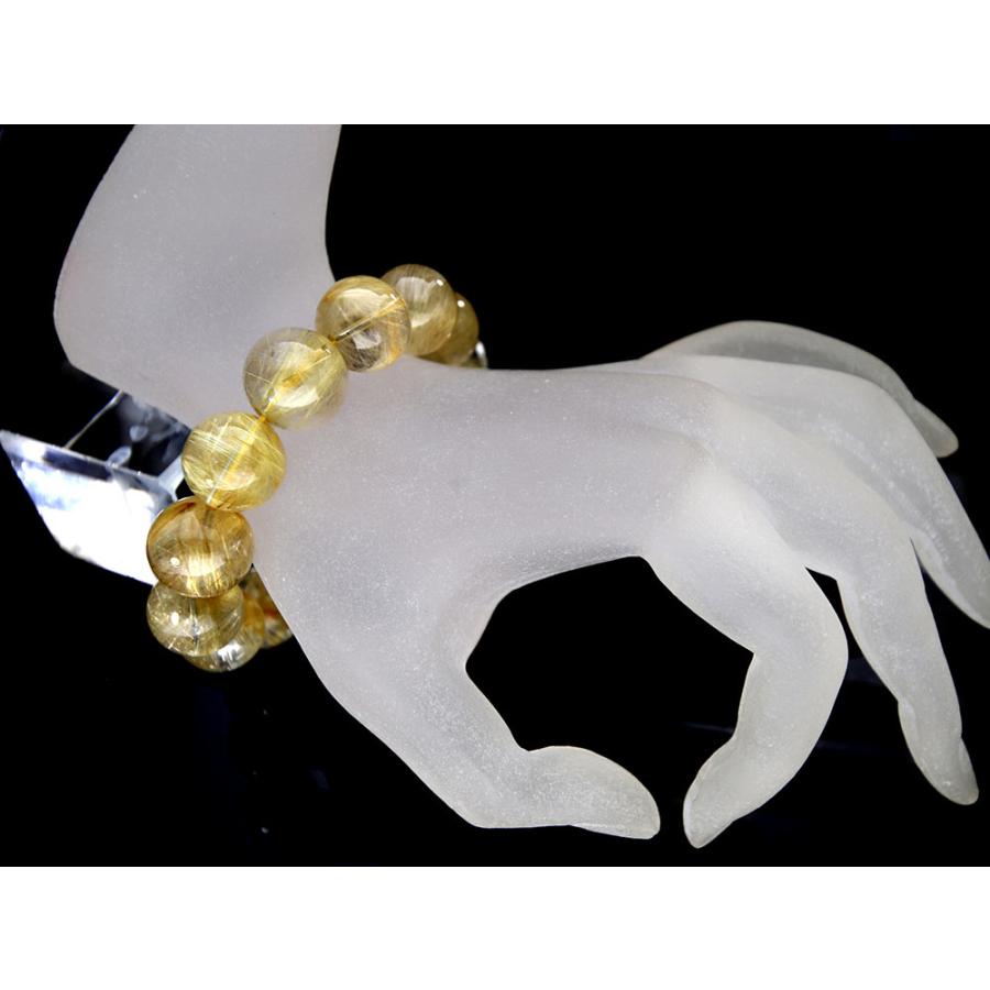 「1点もの 現品」 ラビットヘアー ゴールドルチルクォーツ ルチルクォーツ ブレスレット 15.4mm パワーストーン ブレスレット メンズ レディース 天然石 数珠の画像