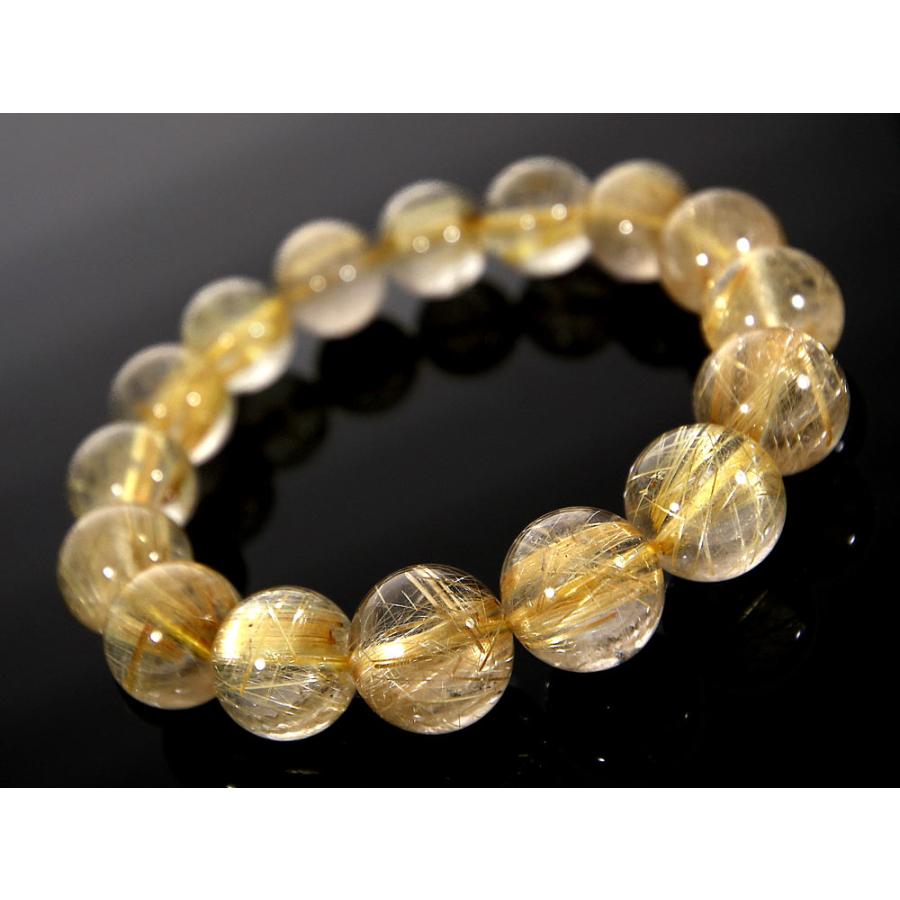 「1点もの 現品」 ラビットヘアー ゴールドルチルクォーツ ルチルクォーツ ブレスレット 13.2mm パワーストーン ブレスレット メンズ レディース 天然石 数珠の画像