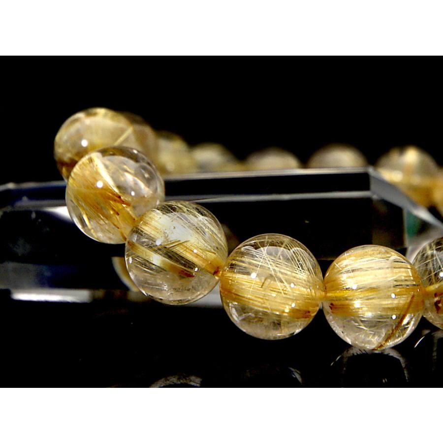 「1点もの 現品」 ラビットヘアー ゴールドルチルクォーツ ルチルクォーツ ブレスレット 13.2mm パワーストーン ブレスレット メンズ レディース 天然石 数珠の画像
