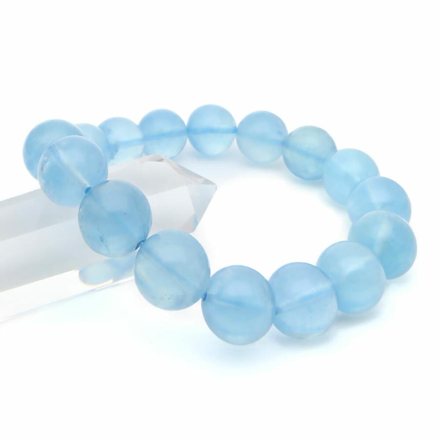 天然 アクアマリン ブレスレット 12mm パワーストーン メンズ