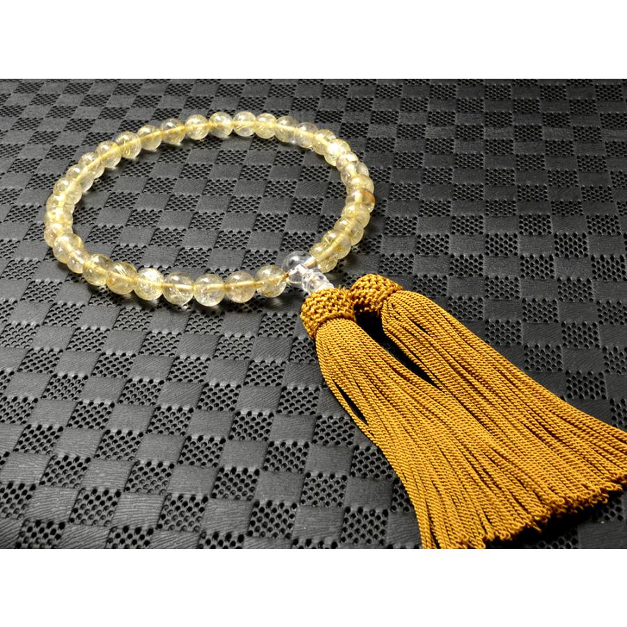 「職人仕立て」 男女兼用 数珠 8mm 金針水晶（ゴールドルチルクォーツ） 念珠 |  | 03