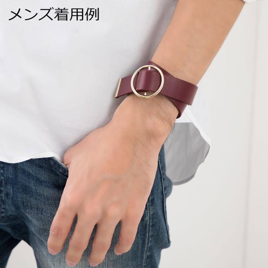 革 ブレスレット レザーブレスレット 本革 二連 〜17cm ワインレッド