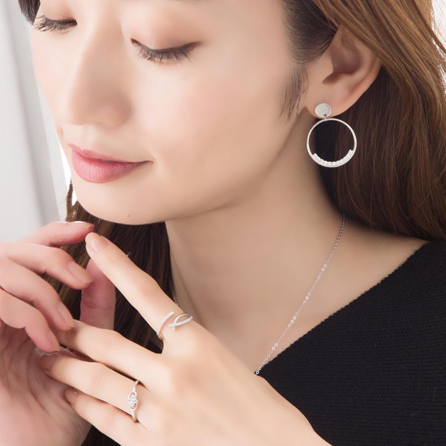 SILVER925 CZ フォークリング フリーサイズ リング 指輪 レディース