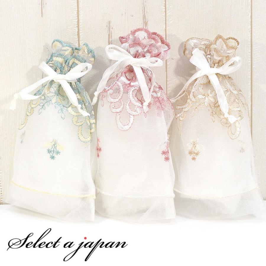 巾着袋 (13cm×18cm) オーガンジー 花刺繍 ラッピング 包装 巾着 巾着袋 (13cm×18cm) オーガンジー 花刺繍 ラッピング 包装 巾着