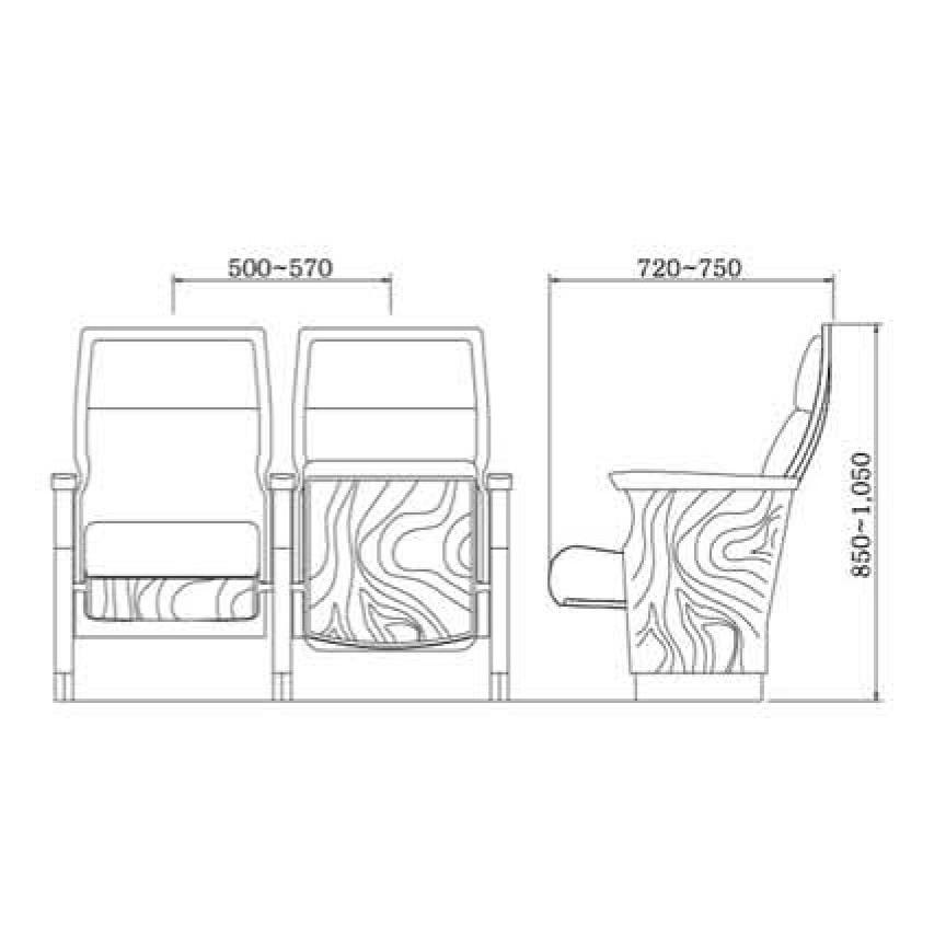 【1脚のお値段】劇場用椅子 SA-707-1　ホール用椅子　劇場・ホール椅子 文化会館 芸術会館 講堂 体育館 教会 学校 アリーナ 劇場 映画館 コンサート 講義  椅子｜sajp｜02