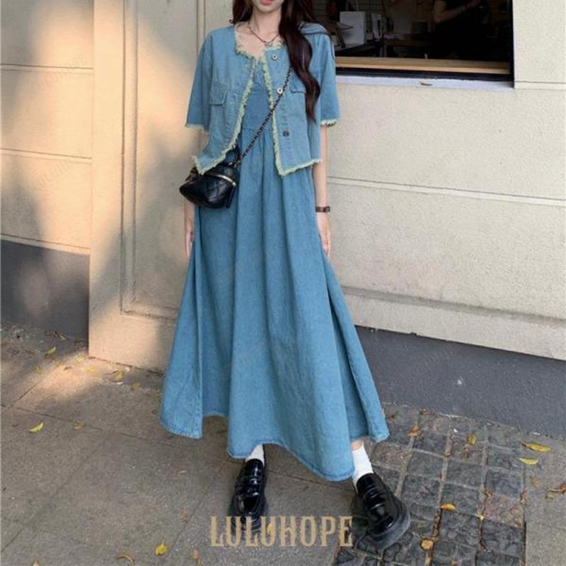 デニム キャミソール ワンピース レディース ロング 春夏