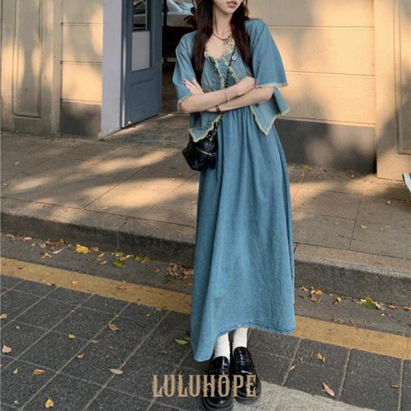 デニム キャミソール ワンピース レディース ロング 春夏