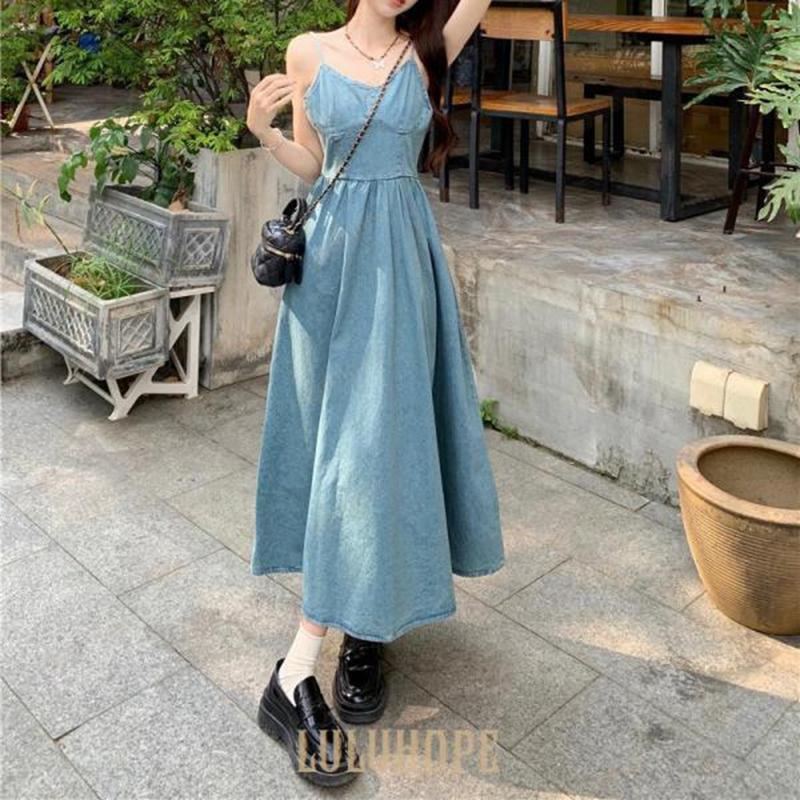 デニム キャミソール ワンピース レディース ロング 春夏