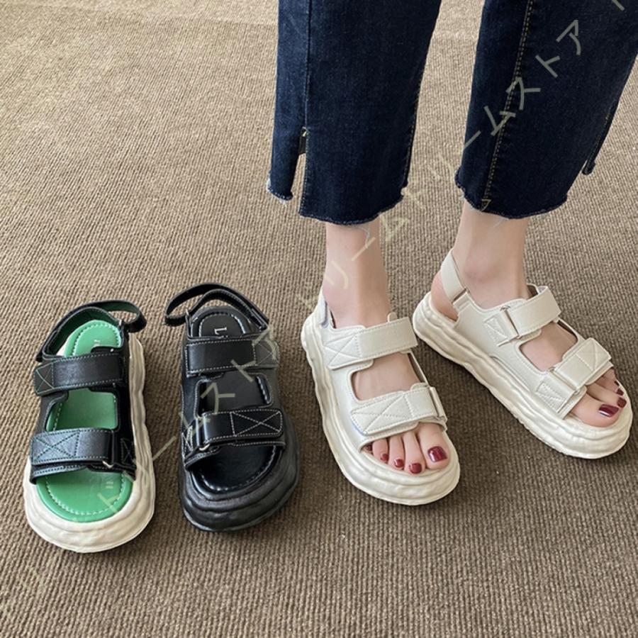 スポーツサンダル レディース 厚底 サンダル ベルクロ スポサン