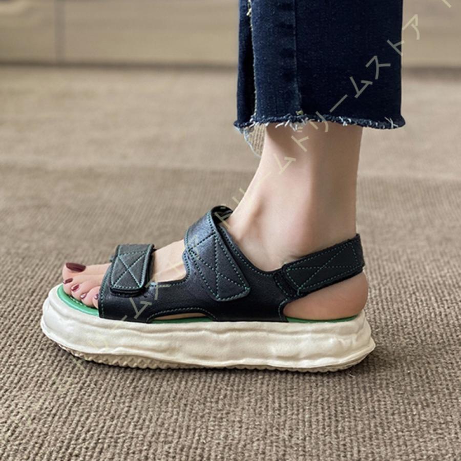 スポーツサンダル レディース 厚底 サンダル ベルクロ スポサン