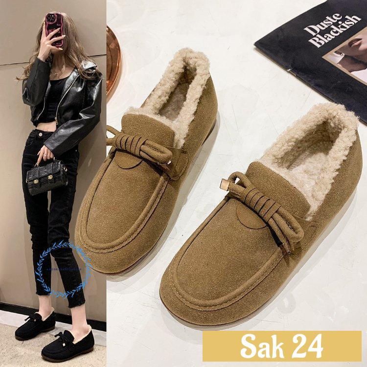 るるは　UGG モカシン　スウェード　ムートン　ローファー　24㎝ ムートン モカシン 秋冬 シューズ レディース スリッポン フラット