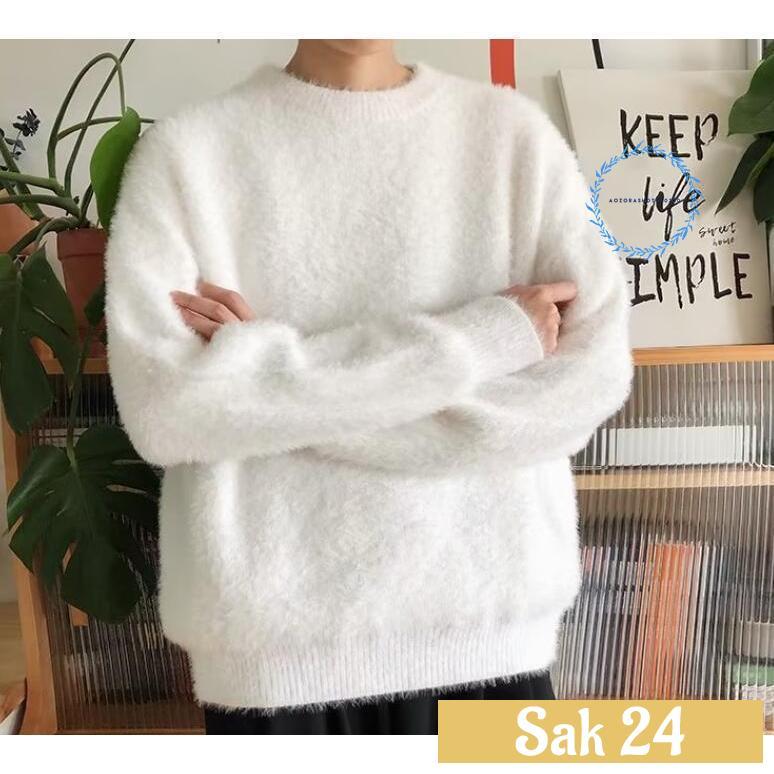 【新品】Blanc YM モヘア ニット セーター クルーネック タグ付き シャギー ニットセーター モヘア風 セーター メンズ モヘアタッチ