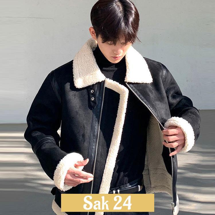 メンズ革ジャン ムートンコート レザー 裏起毛 ムートン メンズ バイク