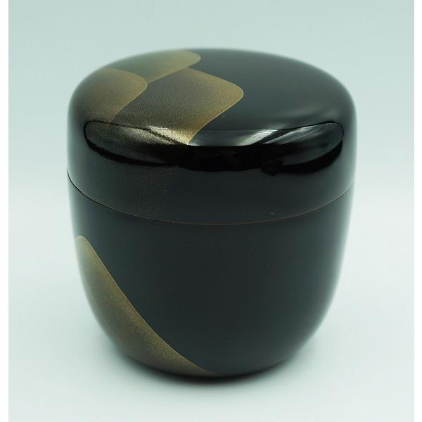 茶道具　棗　中棗　黒塗　遠山蒔絵　桐箱 茶道具 棗 中棗 黒塗 遠山蒔絵 樹脂製 化粧箱 : 新古茶道具
