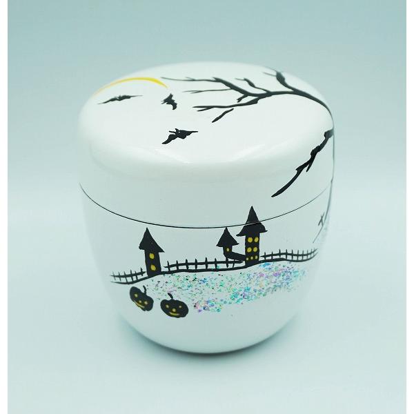 茶道具 棗 中棗 白塗 ハロウィン蒔絵 樹脂製 化粧箱 : 新古茶道具