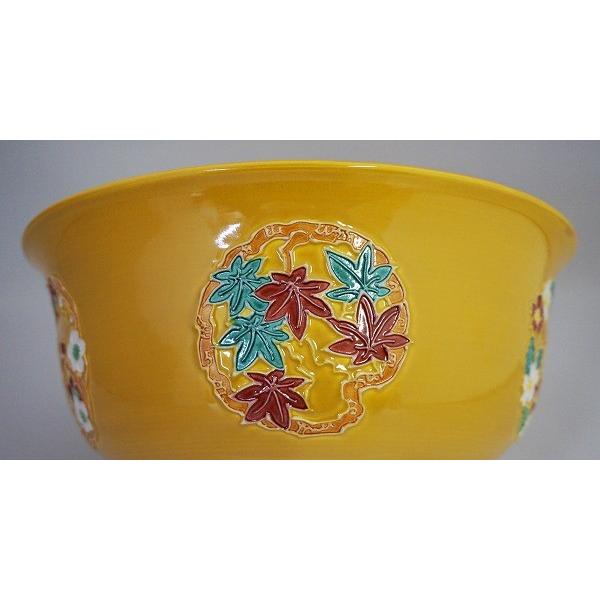 伊藤南山　黄交趾花丸紋水指　共箱　茶道具　京焼 茶道具 菓子器 菓子鉢 古代黄交趾 花丸紋 伊藤南山 桐箱 : 新古
