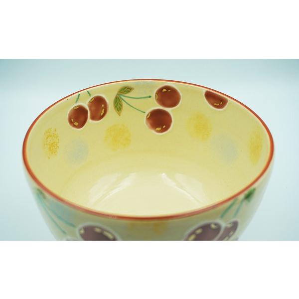 茶道具 茶碗 茶碗 色絵 さくらんぼ 東山深山 化粧箱 : 新古茶道具