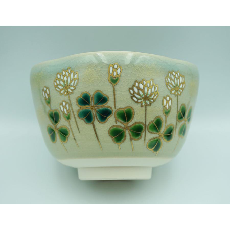 Ｗ５６９　数茶碗　十客『奈良絵』『八木海峰 造』　紙箱　茶道具 茶道具 茶碗 茶碗 色絵 四つ葉のクローバー 八木海峰 化粧箱 : 新古