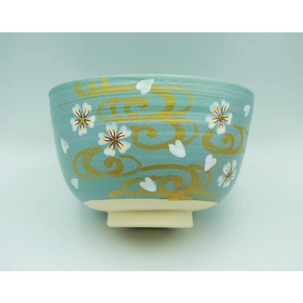 茶道具 茶碗 茶碗 色絵 桜流水 東山深山 化粧箱 : 新古茶道具