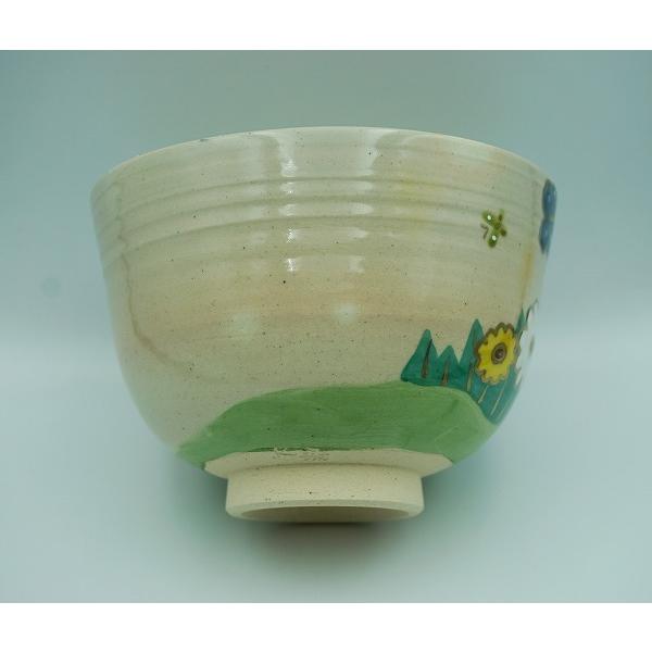 茶道具 茶碗 茶碗 色絵 春野 蝶 東山深山 化粧箱 : 新古茶道具 さかい