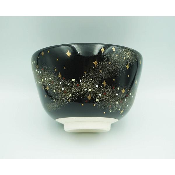 【茶碗　黒仁清　天の川】水出宋絢　紙箱 茶道具 茶碗 茶碗 黒仁清 天の川 水出宋絢 化粧箱 : 新古茶道具