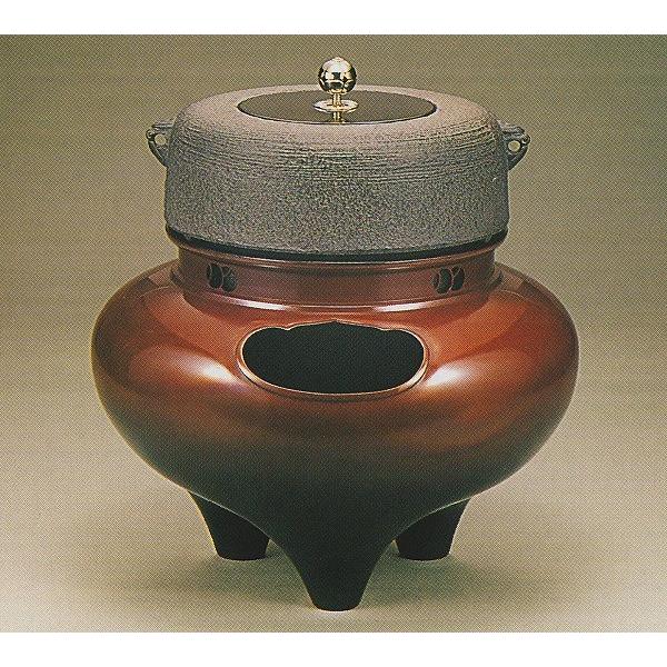 正規品質保証】【正規品質保証】茶道具 風炉釜 南鐐撮刷毛目釜添 唐銅