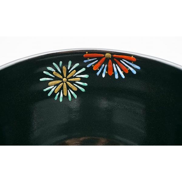 茶道具]弘艸造 黒釉花火絵茶碗(共箱) ○ 茶道具]弘艸造