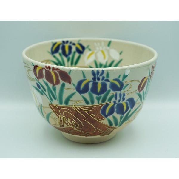茶道具 茶碗 茶碗 色絵 八つ橋に菖蒲 加藤永山 桐箱 : 新古茶道具